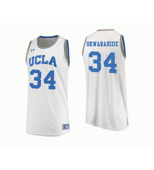 UCLA Bruins Ikenna Okwarabizie #34 White stitched throwback college basketball jersey