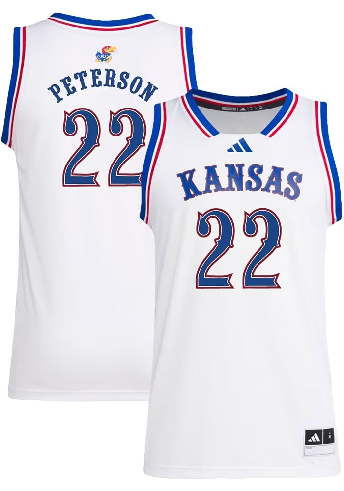 Kansas Jayhawks 22 Darryn Peterson White College Jersey jersey front view