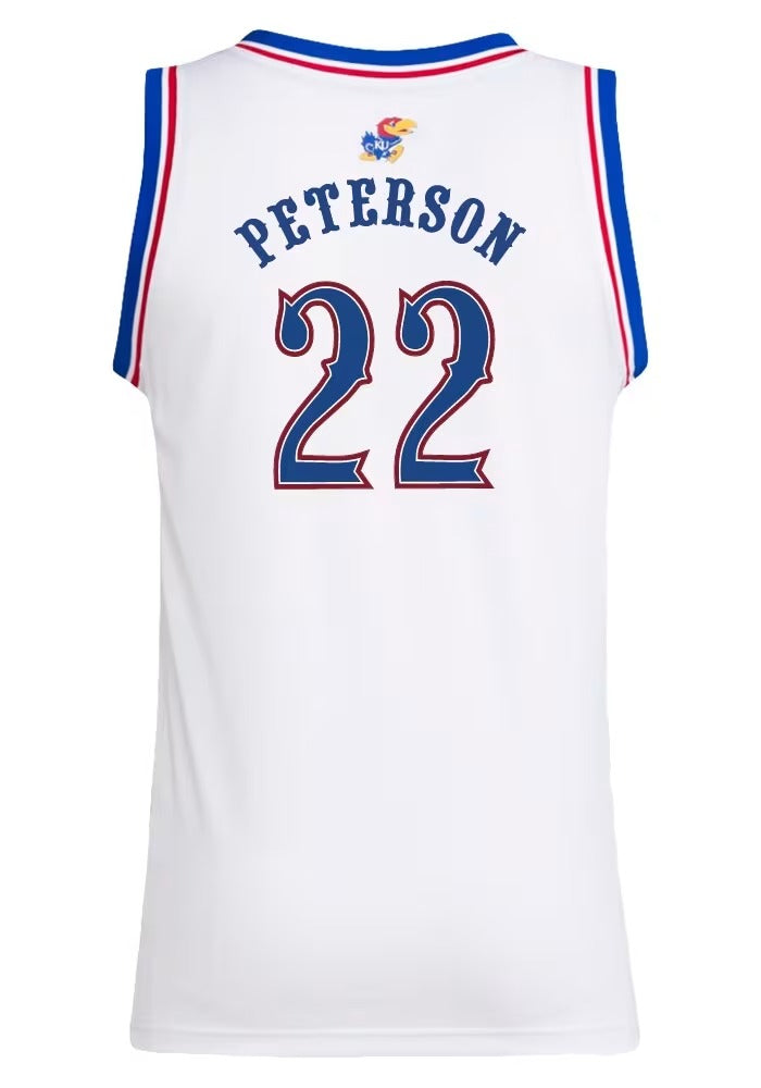 Kansas Jayhawks 22 Darryn Peterson White College Jersey jersey front view
