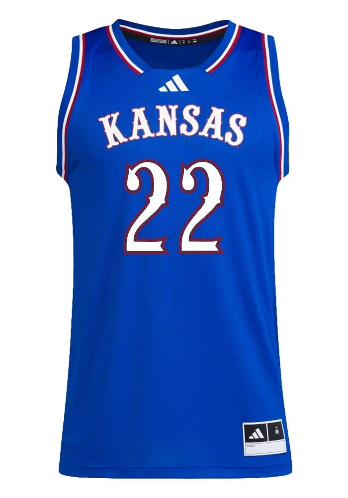 Kansas Jayhawks 22 Darryn Peterson Blue College Jersey jersey front view