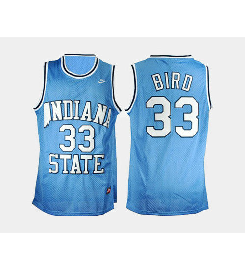 Indiana State Sycamores 33 Larry Bird Blue Road College Basketball Jersey | Stitched Jersey RTJS 4054