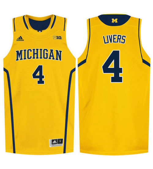 Michigan Wolverines #4 Isaiah Livers College Basketball Jersey Gold stitched college jersey