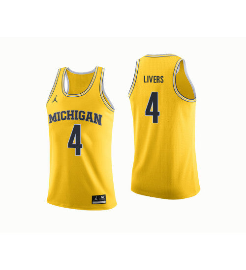 Michigan Wolverines 4 Isaiah Livers College Basketball Jersey Yellow 3245 | Stitched Jersey RTJS 8503