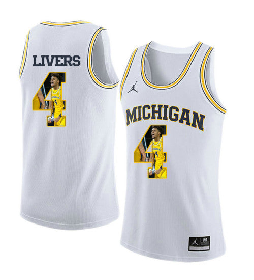 Michigan Wolverines 4 Isaiah Livers College Basketball Jersey White 3242 | Stitched Jersey RTJS 8506