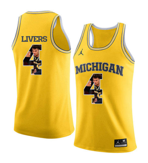 Michigan Wolverines 4 Isaiah Livers College Basketball Jersey Yellow 3244 | Stitched Jersey RTJS 8504