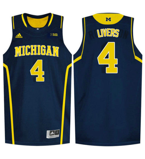 Michigan Wolverines #4 Isaiah Livers College Basketball Jersey Navy 9054 stitched college jersey