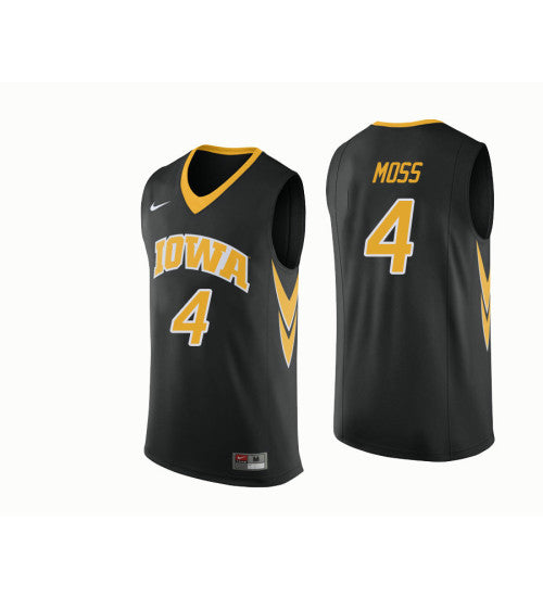 Iowa Hawkeyes 4 Isaiah Moss College Basketball Jersey Black stitched retro jersey