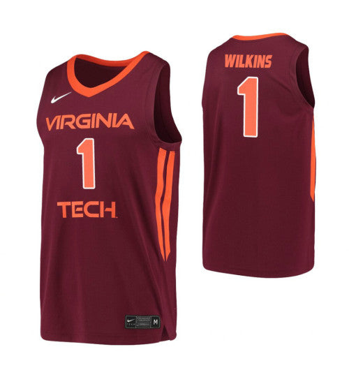 Isaiah Wilkins Virginia Tech Hokies #1 Maroon stitched throwback college basketball jersey