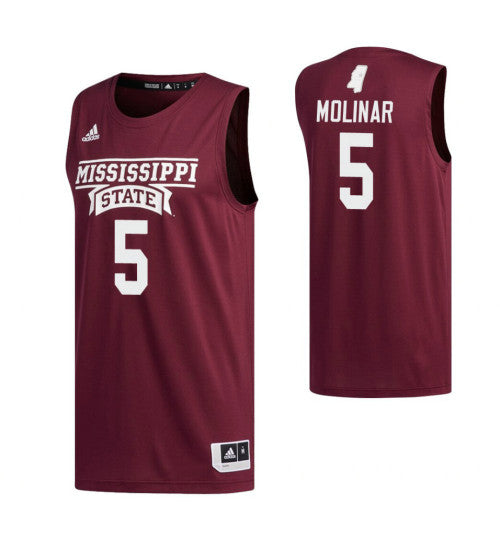 Mississippi State Bulldogs #5 Iverson Molinar College Basketball Jersey Maroon stitched college jersey