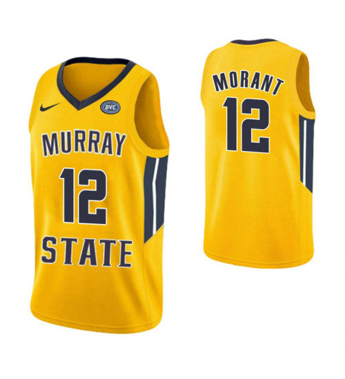 Murray State Racers #12 Ja Morant College Basketball Jersey Yellow stitched college jersey