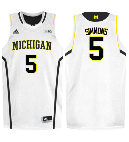 Michigan Wolverines #5 Jaaron Simmons College Basketball Jersey White 9070 stitched college jersey