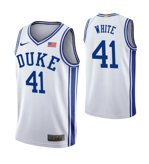Duke Blue Devils 41 Jack White White College Basketball Jersey 1156 stitched retro jersey