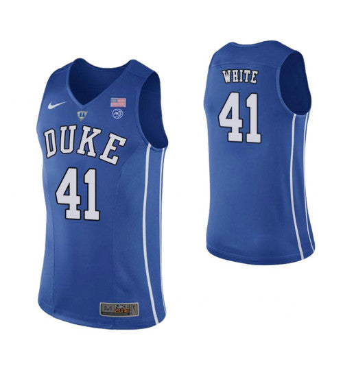Duke Blue Devils 41 Jack White Performace College Basketball Jersey Royal stitched retro jersey
