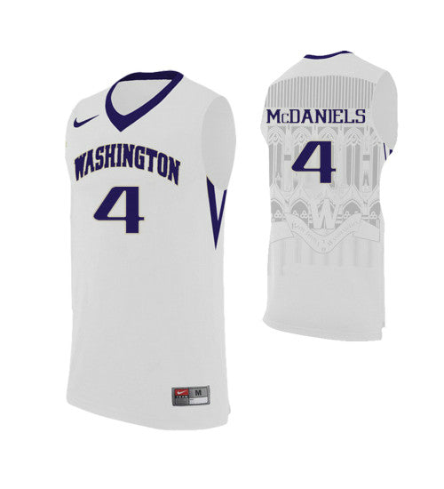 Washington Huskies Jaden Mcdaniels #4 White stitched throwback college basketball jersey