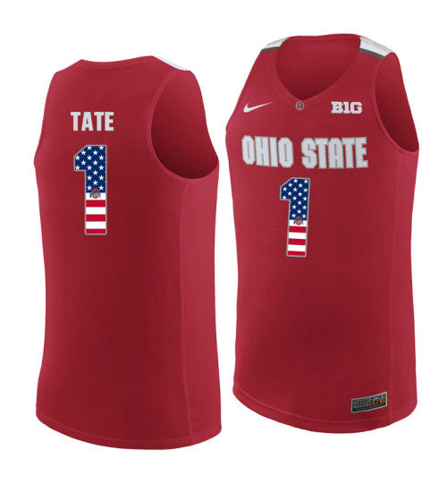 Ohio State Buckeyes #1 Jaesean Tate College Basketball Jersey Red 9746 stitched college jersey