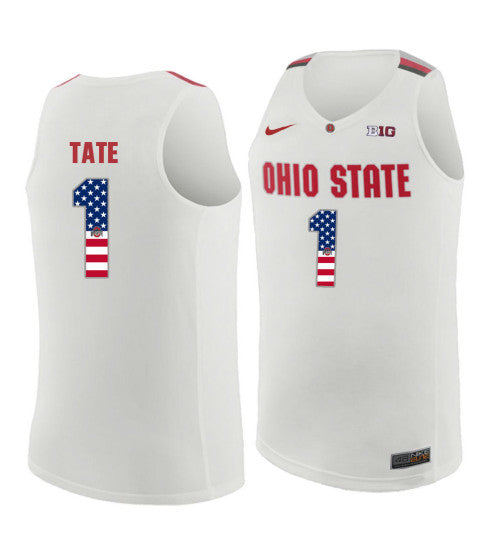 Ohio State Buckeyes 1 Jaesean Tate College Basketball Jersey White 3957 | Stitched Jersey RTJS 7791