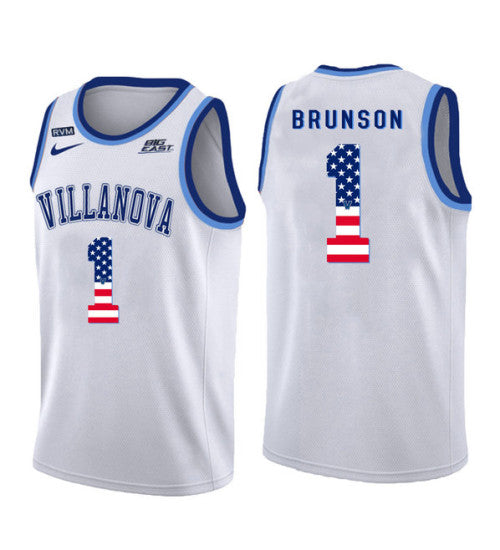 Villanova Wildcats 1 Jalen Brunson College Basketball Jersey White 5388 | Stitched Jersey RTJS 6360