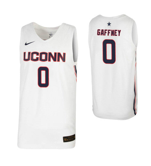 Uconn Huskies Jalen Gaffney #0 White stitched throwback college basketball jersey