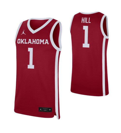Jalen Hill College Basketball Jersey Crimson Oklahoma Sooners | Stitched Jersey RTJS 4010