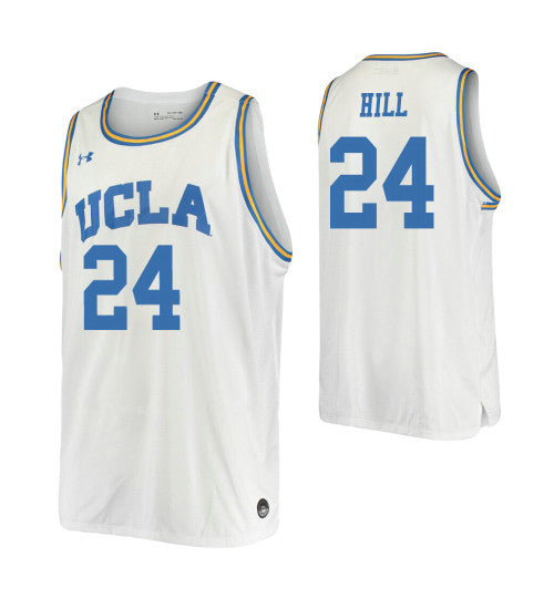 UCLA Bruins Jalen Hill #24 White stitched throwback college basketball jersey