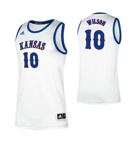 Kansas Jayhawks 10 Jalen Wilson Classic College Basketball Jersey White | Stitched Jersey RTJS 3758