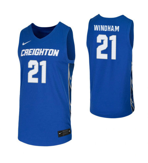 Creighton Bluejays 21 Jalen Windham Royal College Basketball Jersey | Stitched Jersey RTJS 4996