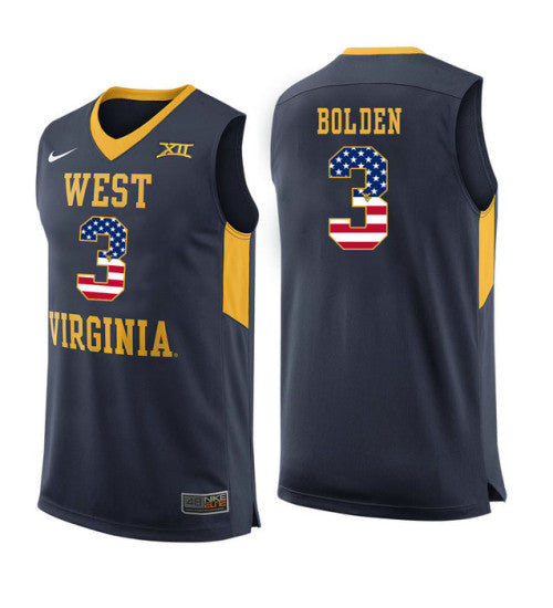 West Virginia Mountaineers 3 James Bolden College Basketball Jersey Navy 5724 | Stitched Jersey RTJS 6024