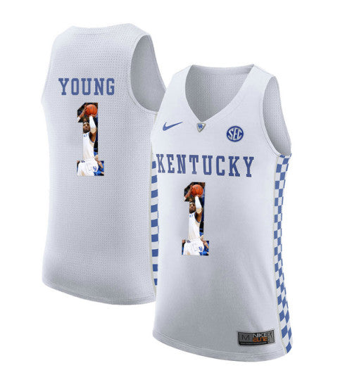 Kentucky Wildcats 1 James Young College Basketball Jersey White stitched retro jersey