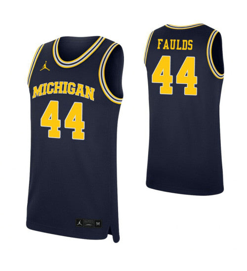Jaron Faulds College Basketball Jersey Navy Michigan Wolverines stitched retro jersey
