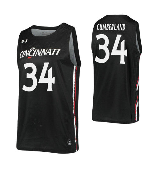Cincinnati Bearcats 34 Jarron Cumberland Black College Basketball Jersey stitched basketball jersey for game day fanwear
