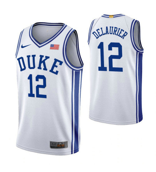 Duke Blue Devils 12 Javin Delaurier White College Basketball Jersey 1054 stitched basketball jersey for game day fanwear