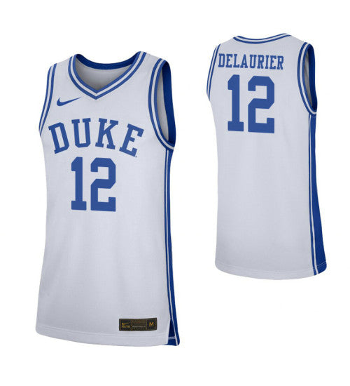 Javin Delaurier College Basketball Jersey White Duke Blue Devils | Stitched Jersey RTJS 3996