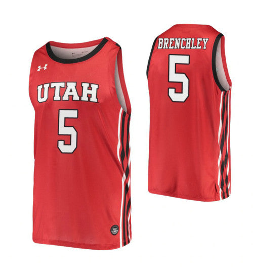 Jaxon Brenchley Utah Utes #5 Red stitched throwback college basketball jersey