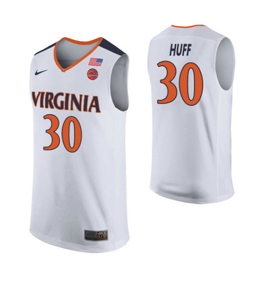 Jay Huff Virginia Cavaliers #30 White stitched throwback college basketball jersey