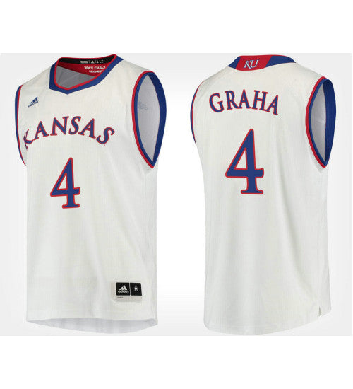 Kansas Jayhawks 4 Devonte Graham White Road College Basketball Jersey stitched retro jersey