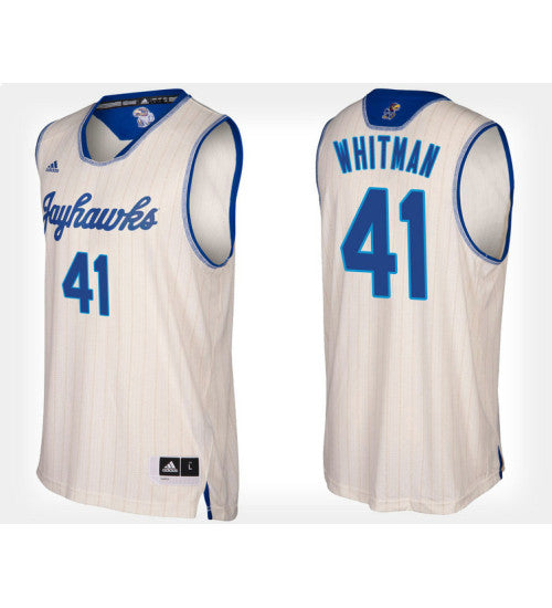 Kansas Jayhawks 41 Jack Whitman Cream Alternate College Basketball Jersey stitched retro jersey