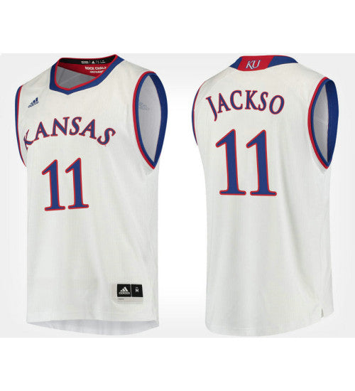 Kansas Jayhawks 11 Josh Jackson White Road College Basketball Jersey stitched retro jersey