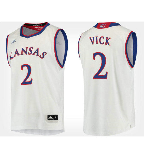 Kansas Jayhawks 2 Lagerald Vick White Road College Basketball Jersey | Stitched Jersey RTJS 3870