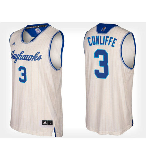 Kansas Jayhawks 3 Sam Cunliffe Cream Alternate College Basketball Jersey stitched retro jersey
