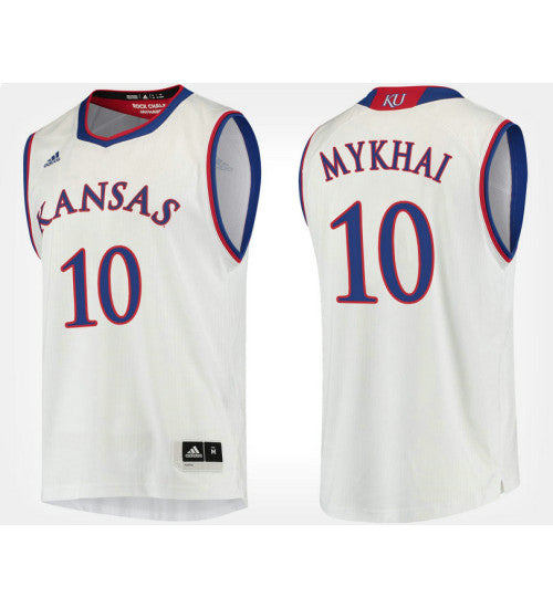 Kansas Jayhawks 10 Sviatoslav Mykhailiuk White Road College Basketball Jersey stitched retro jersey