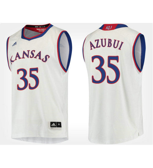 Kansas Jayhawks 35 Udoka Azubuike White Road College Basketball Jersey stitched retro jersey
