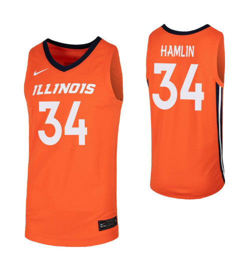 Illinois Fighting Illini 34 Jermaine Hamlin Orange College Basketball Jersey stitched retro jersey