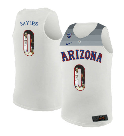 Arizona Wildcats 0 Jerryd Bayless College Basketball Jersey White 189 stitched basketball jersey for game day fanwear