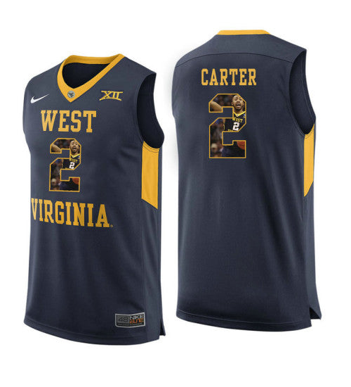 West Virginia Mountaineers Jevon Carter 11447 #2 Navy stitched throwback college basketball jersey