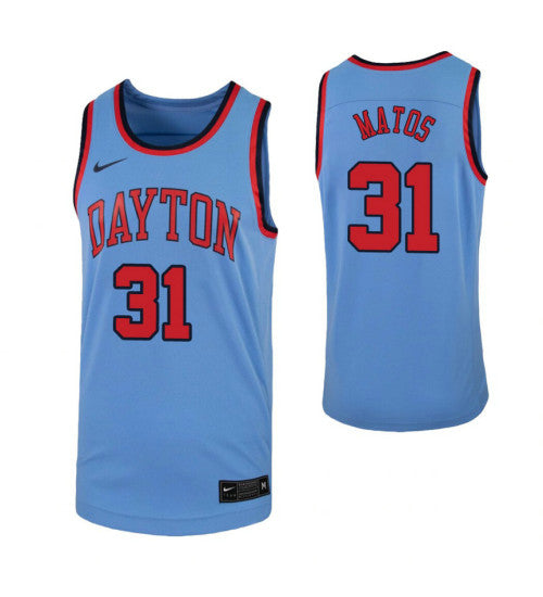 Dayton Flyers 31 Jhery Matos Light Blue College Basketball Jersey | Stitched Jersey RTJS 4918
