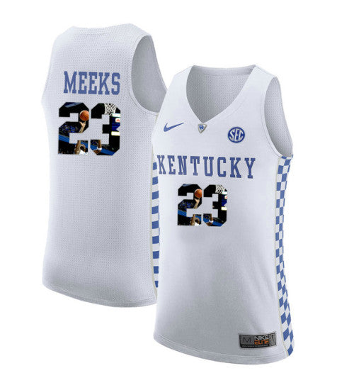 Kentucky Wildcats 23 Jodie Meeks College Basketball Jersey White stitched retro jersey