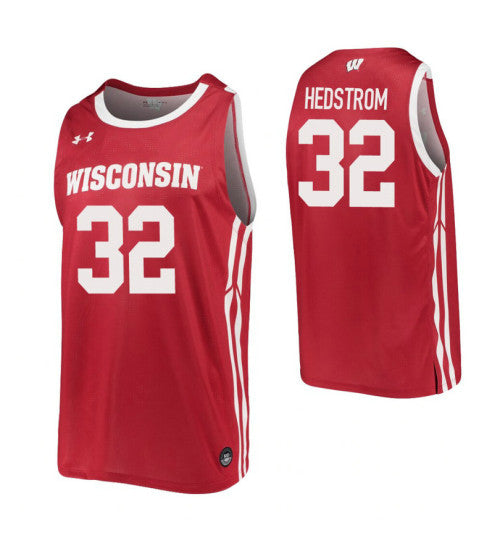 Joe Hedstrom College Basketball Jersey Red Wisconsin Badgers stitched retro jersey