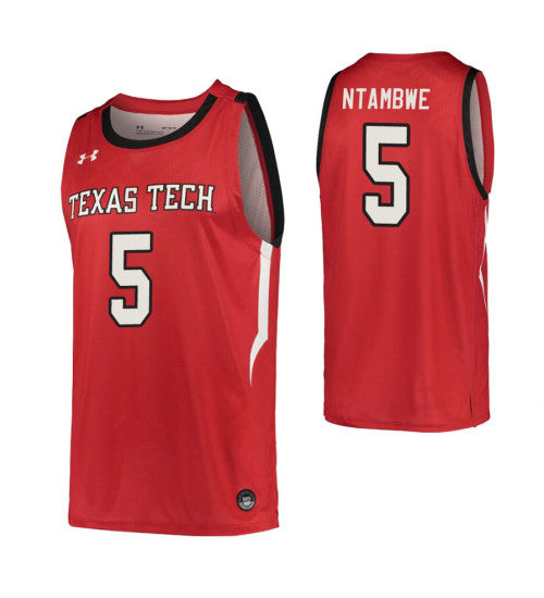 Joel Ntambwe Texas Tech Raiders #5 Red stitched throwback college basketball jersey