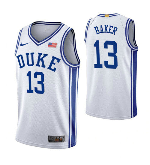 Duke Blue Devils Joey Baker White College Basketball Jersey stitched retro jersey