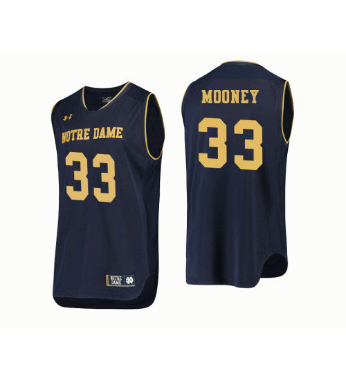 Notre Dame Fighting Irish 33 John Mooney College Basketball Jersey Navy | Stitched Jersey RTJS 7827